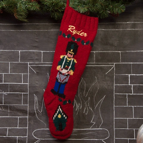 Hand-Knit Drummer Boy Stocking: A Cozy Christmas Classic!