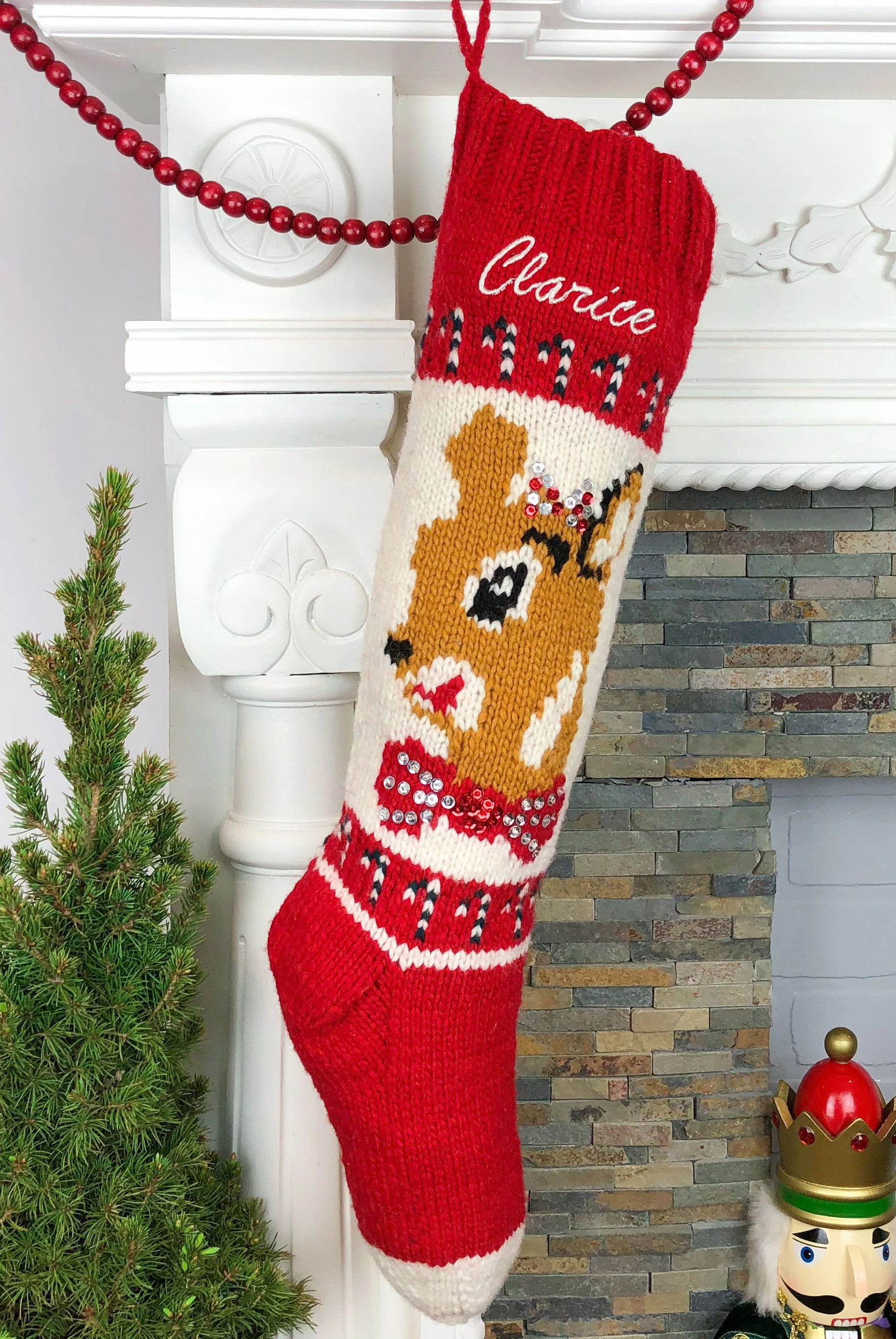 Clarice's Cozy Christmas: Reindeer Stocking Ready for Santa's Treats