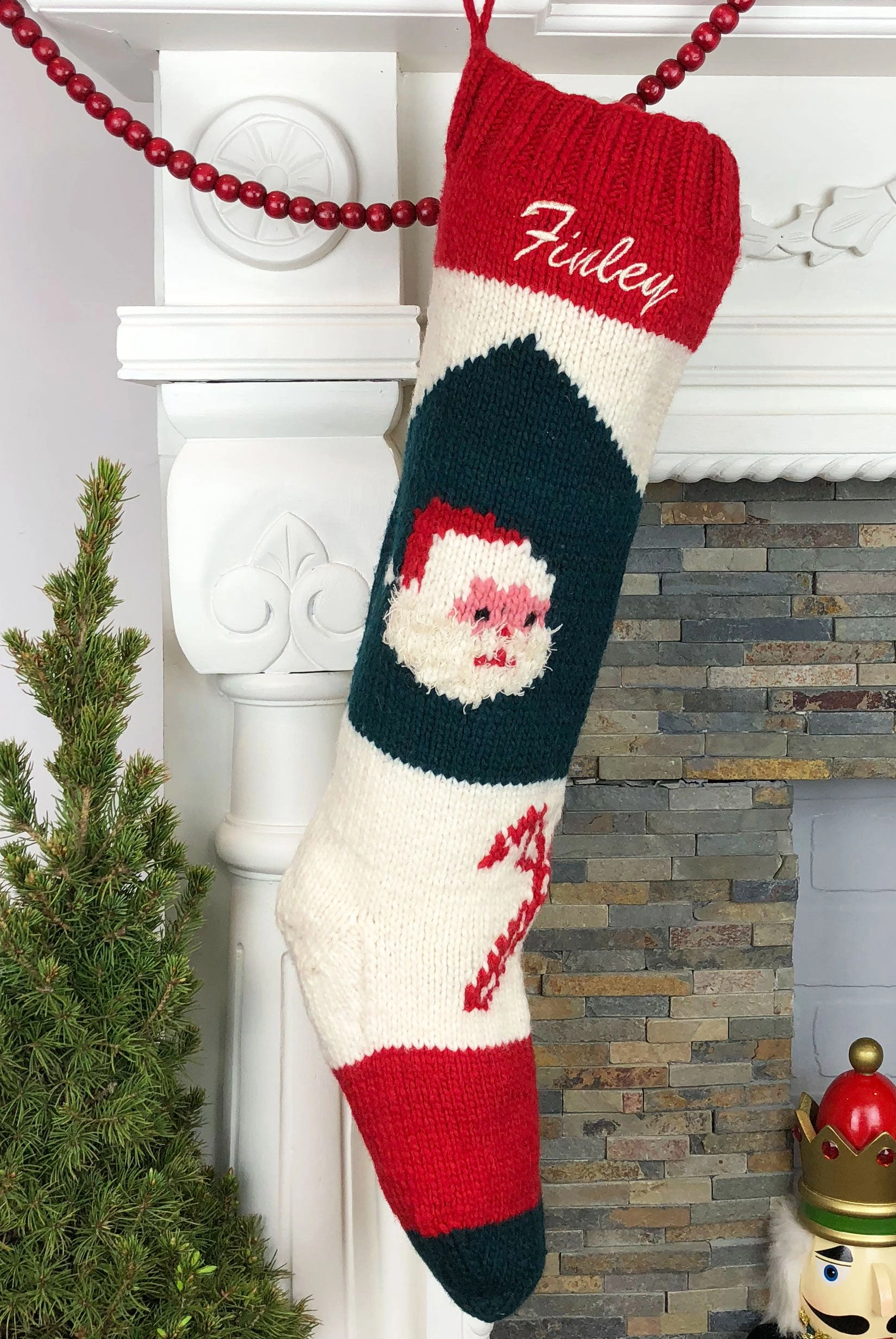 Cozy Christmas Stocking Personalized Hand-Knitted Holiday Decor